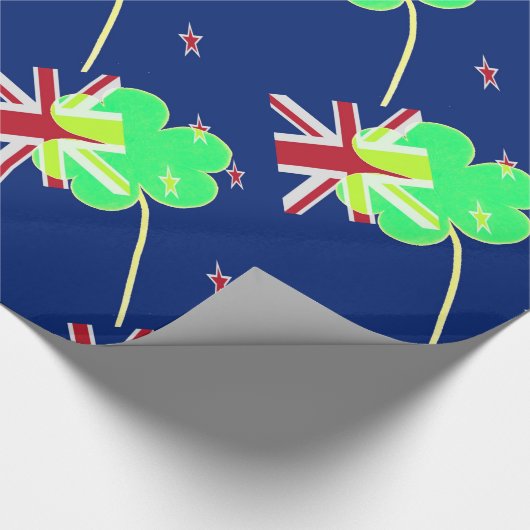 Papier Cadeau Drapeau irlandais de Nouvelle-Zélande Shamrock Trè (Coin)