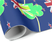 Papier Cadeau Drapeau irlandais Nouvelle-Zélande Shamrock Clover (Coin rond)