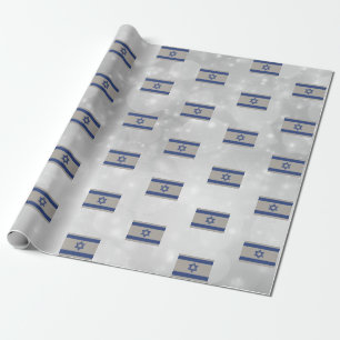 Papier Cadeau Drapeau Israël de Sion Bleu Argent