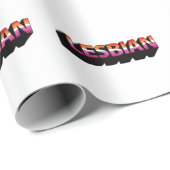 Papier Cadeau Drapeau lesbien 3D (Coin rond)