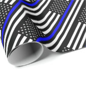 Papier Cadeau Drapeau mince de mémorial de policiers de Blue (Coin rond)