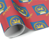 Papier Cadeau Drapeau mongol, rouge, mongol (Coin rond)