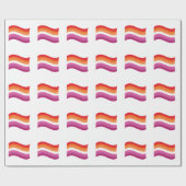 Papier Cadeau Drapeau ondoyant de la fierté lesbienne du coucher (Plat)