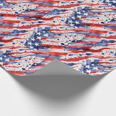 Papier Cadeau Drapeau patriotique américain Abstrait Paint Splas (Coin)