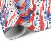 Papier Cadeau Drapeau patriotique américain Abstrait Paint Splas (Coin rond)
