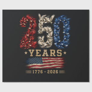 Papier Cadeau Drapeau patriotique de l'aigle américain 250 ans