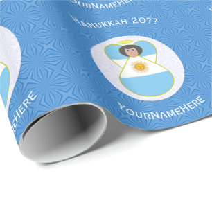 Papier Cadeau Drapeau personnalisé de Hanukkah d'Ange argentin