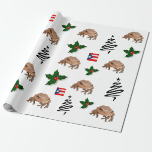 PAPIER CADEAU DRAPEAU PIERTO RICO ET COQUI