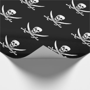 Papier Cadeau Drapeau pirate crâne épées croisées