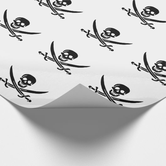 Papier Cadeau Drapeau pirate crâne épées croisées (Coin)