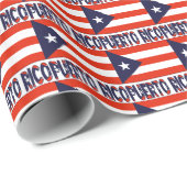 Papier Cadeau Drapeau Porto Rico et Porto Rico (Coin rond)