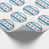 Papier Cadeau Drapeau rond brillant de Chicago (Coin)
