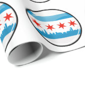 Papier Cadeau Drapeau rond brillant de Chicago (Coin rond)
