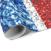 Papier Cadeau Drapeau rouge bleu blanc brillant parties scintill (Coin rond)