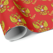 Papier Cadeau Drapeau russe, Emblème / Rouge (Coin rond)