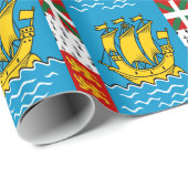 Papier Cadeau Drapeau Saint-Pierre-et-Miquelon (Coin rond)