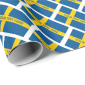 Papier Cadeau Drapeau suédois scandinave Noël (Coin rond)