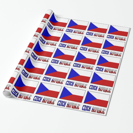 Papier Cadeau Drapeau tchèque et drapeau de la République tchèqu (Déroulé)