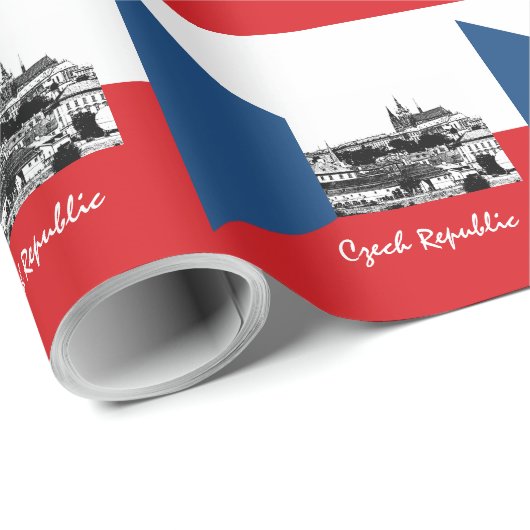Papier Cadeau Drapeau Tchèque, Prague & Tchèque cadeaux /fans sp (Coin rond)