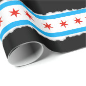 Papier Cadeau Drapeau traditionnel de Chicago (Coin rond)