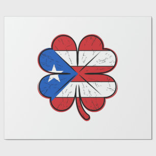 Papier Cadeau Drapeau Trèfle Porto Rico Gravure Vintage Vecteur