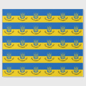 Papier Cadeau Drapeau ukrainien avec blason et texte personnalis (Plat)
