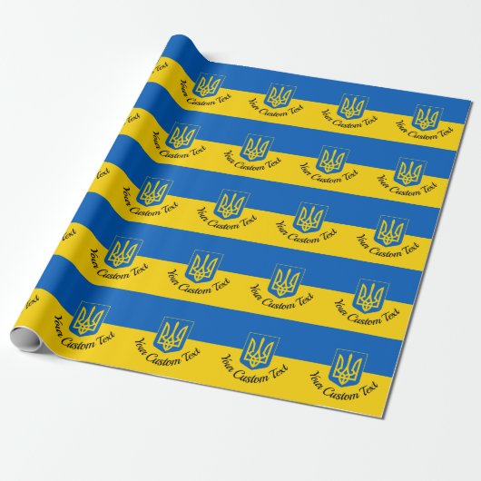 Papier Cadeau Drapeau ukrainien avec blason et texte personnalis (Déroulé)