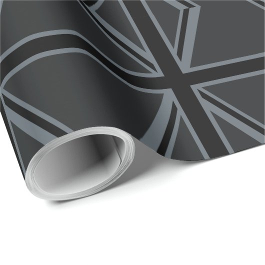 Papier Cadeau Drapeau Union Jack noir (Coin rond)