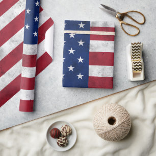 Papier Cadeau Drapeau USA vintage rouge blanc bleu patriotique a