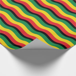 Papier Cadeau Drapeau vert, or (jaune) et rouge