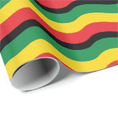 Papier Cadeau Drapeau vert, or (jaune) et rouge (Coin rond)