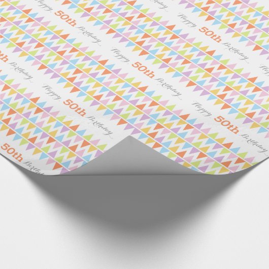 Papier Cadeau Drapeaux à souder blanc âge d'anniversaire 50 enve (Coin)