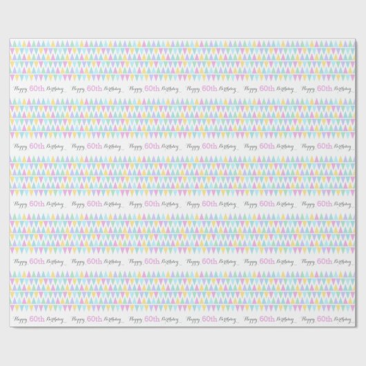 Papier Cadeau Drapeaux à souder blanc âge d'anniversaire 60 enve (Plat)