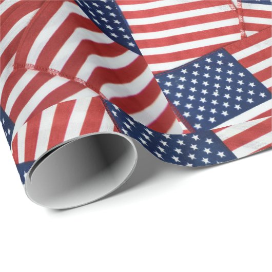 Papier Cadeau Drapeaux américains (Coin rond)
