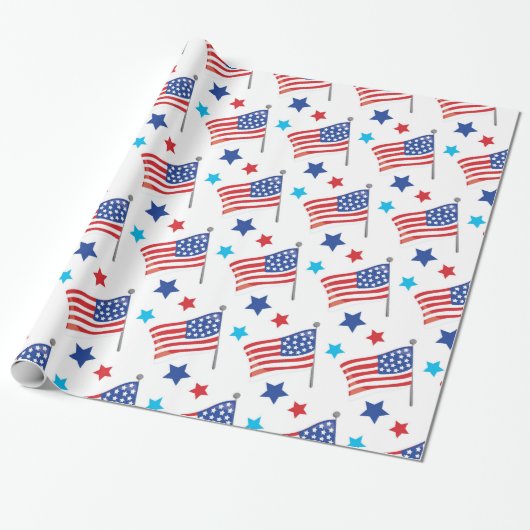 Papier Cadeau Drapeaux américains patriotiques (Déroulé)