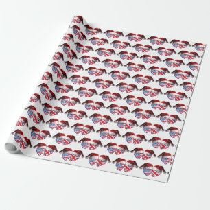 Papier Cadeau Drapeaux cardiaques Noël aux USA et au Royaume-Uni