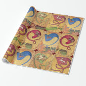 Papier Cadeau Drapeaux de cour allemands /Chiens, Cerfs, Faucons (Déroulé)