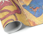 Papier Cadeau Drapeaux de cour allemands /Chiens, Cerfs, Faucons (Coin rond)