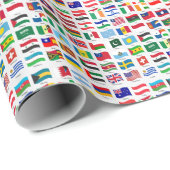 Papier Cadeau Drapeaux du monde conception de voyage (Coin rond)