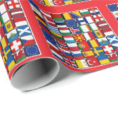 Papier Cadeau Drapeaux internationaux (Coin rond)