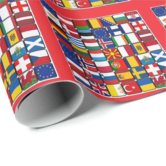 Papier Cadeau Drapeaux internationaux (Coin rond)