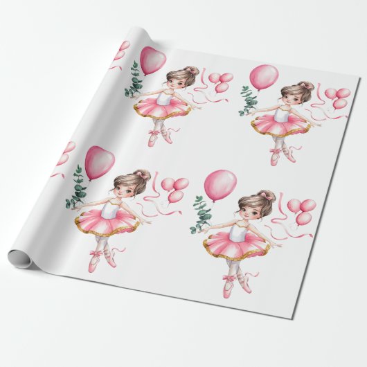 Papier Cadeau Dreamy Ballerina en vol fête d'anniversaire (Déroulé)