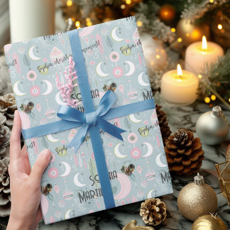 Papier Cadeau Dreamy Boho Night Sky Design avec photo et nom