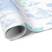 Papier Cadeau Dreamy Cloud Bands in Blue and Aqua (Coin rond)