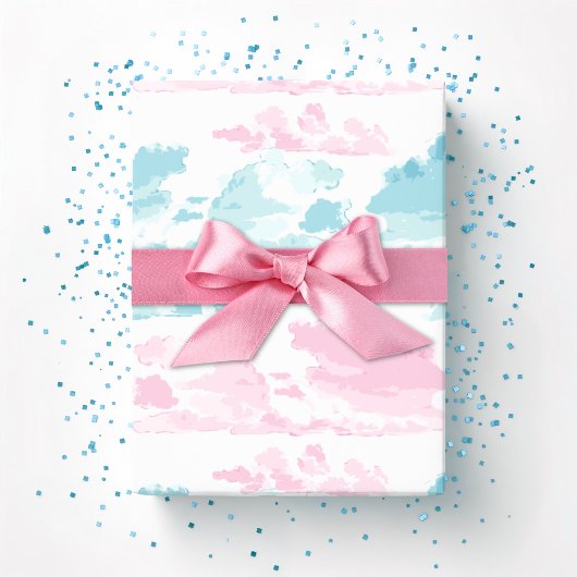 Papier Cadeau Dreamy Cloud Bands in Pink and Aqua