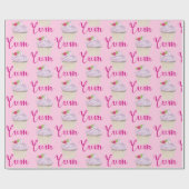 Papier Cadeau Dreamy Cupcake rose avec Yum framboise! (Plat)