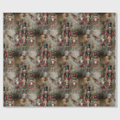 Papier Cadeau Dreamy Nutcracker Noël Festival d'or (Plat)