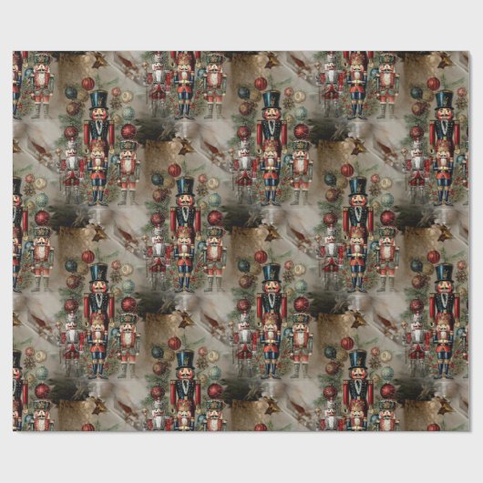 Papier Cadeau Dreamy Nutcracker Noël Festival d'or (Plat)