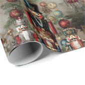 Papier Cadeau Dreamy Nutcracker Noël Festival d'or (Coin rond)