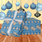 Papier Cadeau Dreidel Rustic Oak mignonne Hanoukka personnalisée